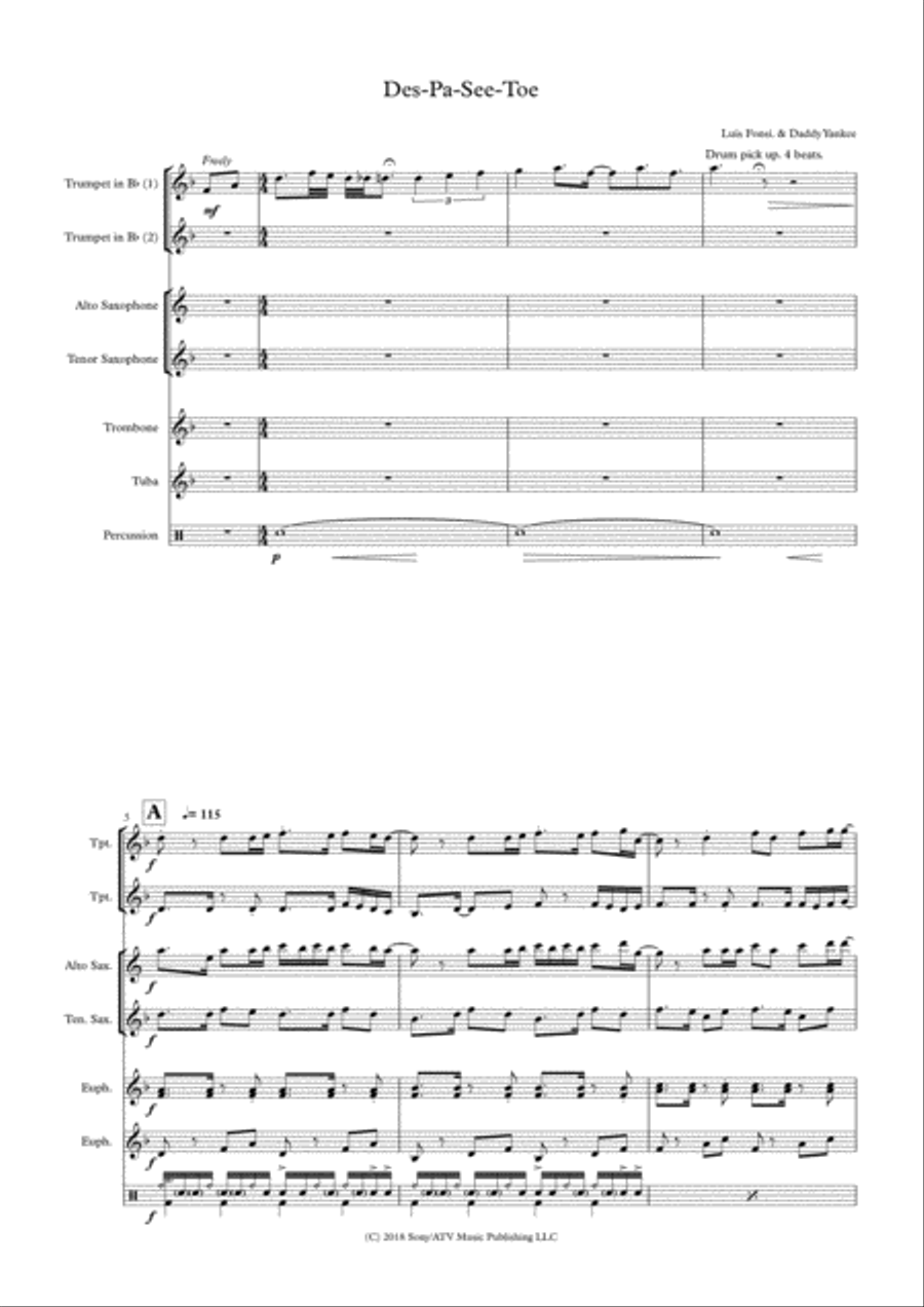 Despacito Small Ensemble scores gallery preview page 1