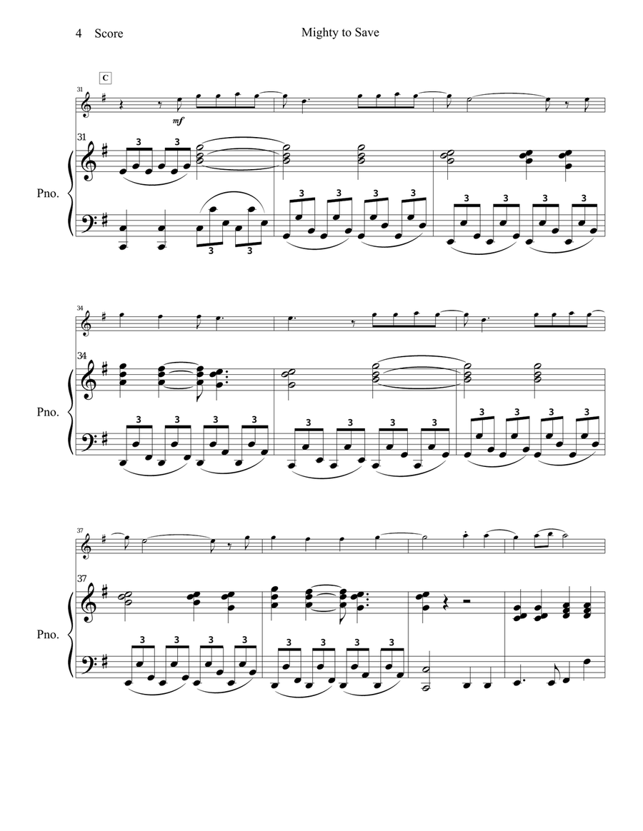 Mighty To Save Piano scores gallery preview page 5
