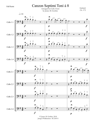 Gabrieli: Canzon Septimi Toni Ch. 172 for Cello Choir
