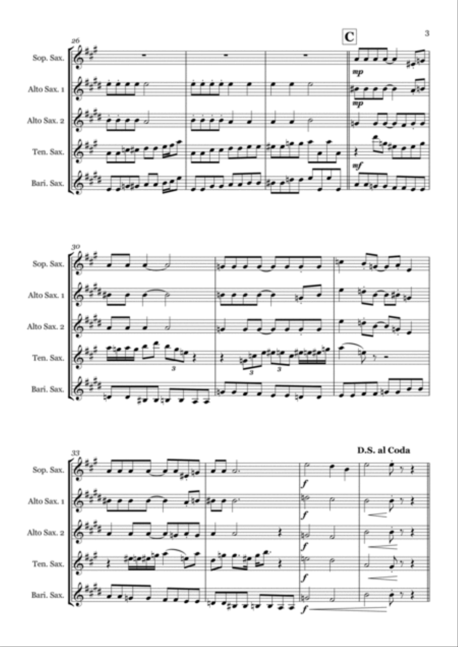 Lady Madonna Saxophone Quintet scores gallery preview page 3