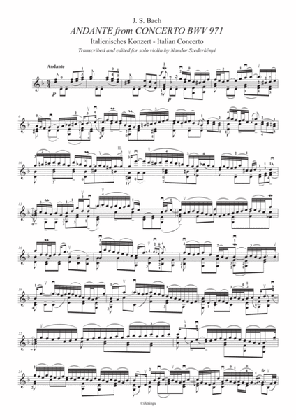 Andante from Italian Concerto BWV 971 for solo violin