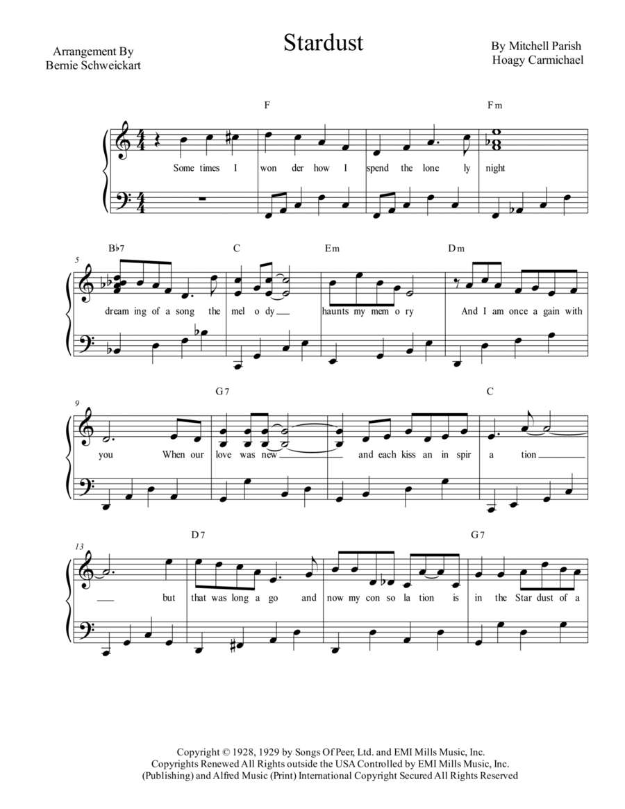 Stardust Piano, Vocal, Guitar scores gallery preview page 1