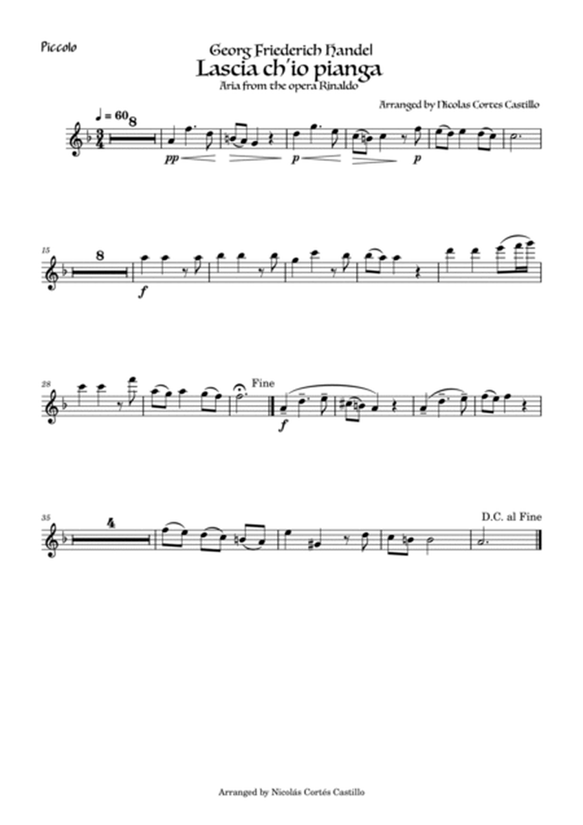 Handel - Lascia ch'io pianga for Flute Quintet image number null