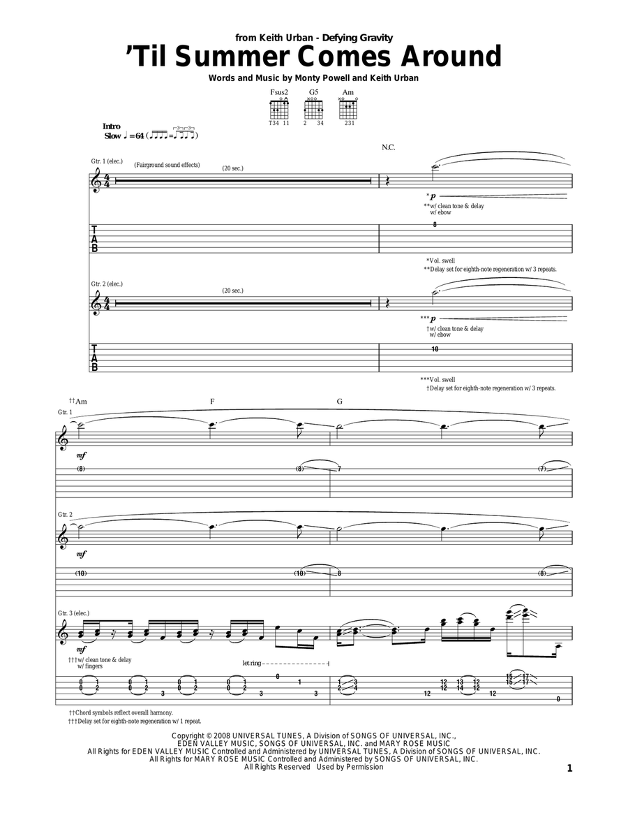 'Til Summer Comes Around Acoustic Guitar scores gallery preview page 1