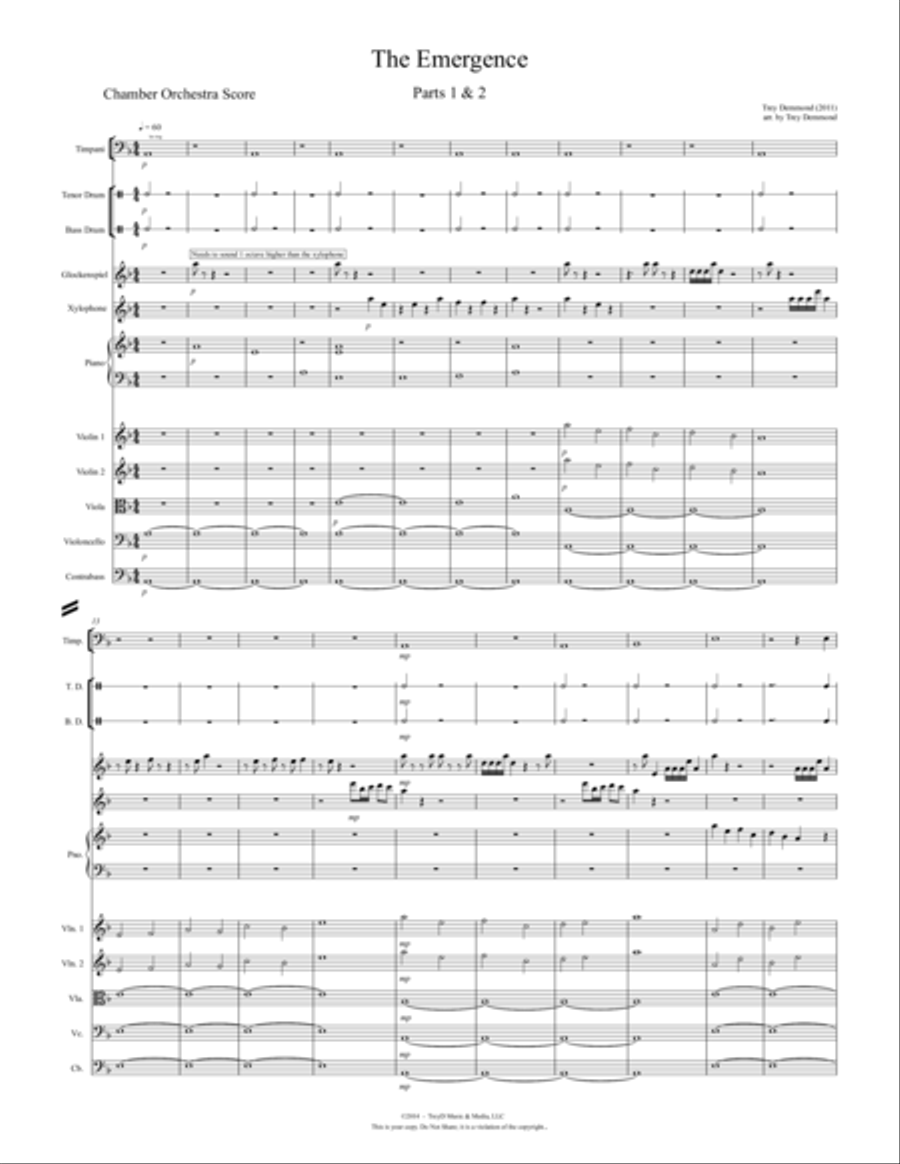 The Emergence, Parts 1 & 2 Chamber Orchestra scores gallery preview page 1
