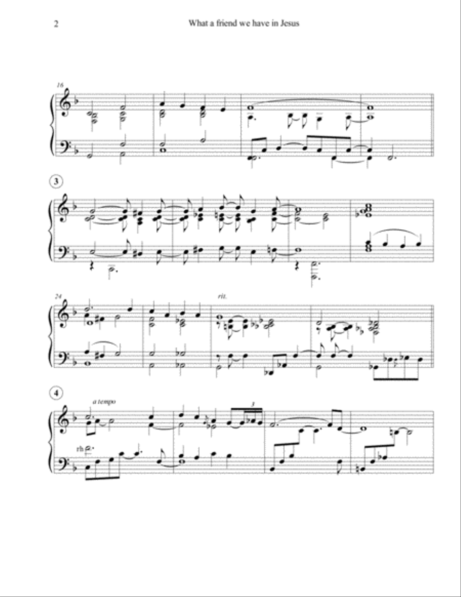 What a friend we have in Jesus Piano Solo scores gallery preview page 2