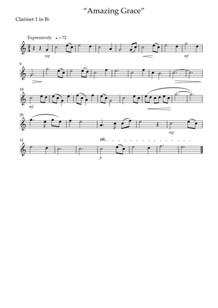 Amazing Grace - Easy Clarinet Trio image number null