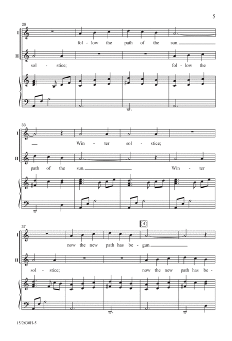 Winter Solstice Unison Choir scores gallery preview page 5