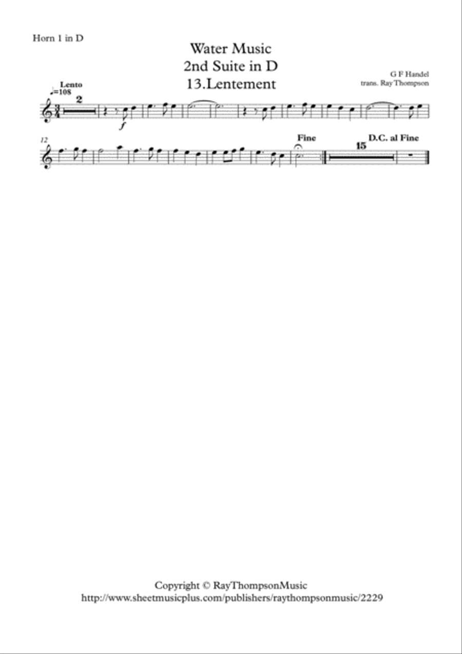 Handel: 13.Lentement from Suite No.2 in D (HWV349) 