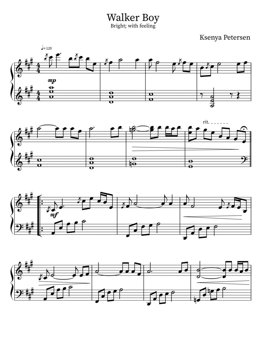Walker Boy Piano Solo scores gallery preview page 1