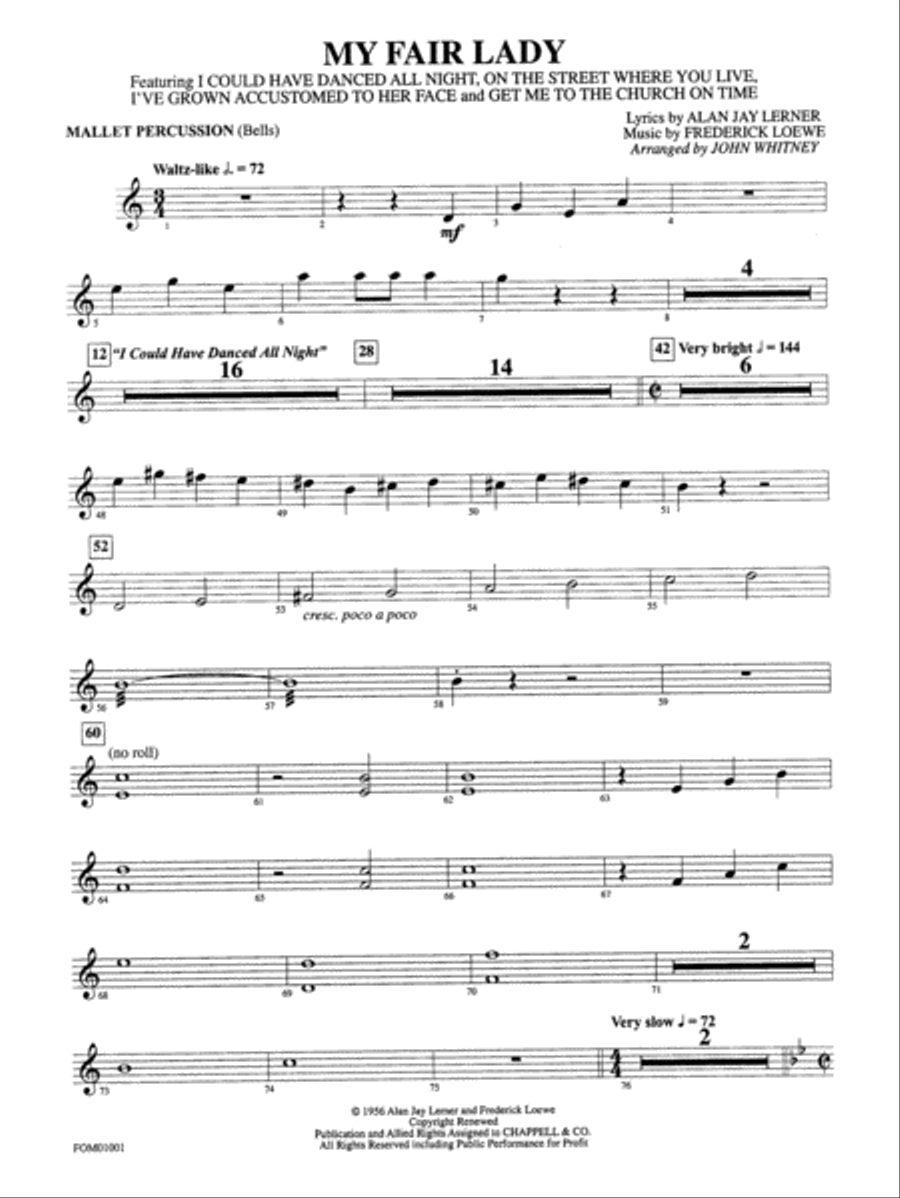 My Fair Lady (Medley): Mallets Full Orchestra scores gallery preview page 1