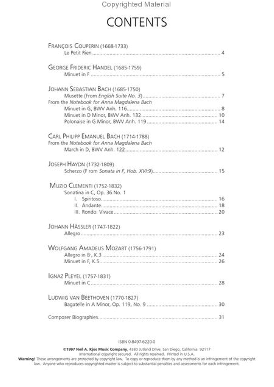 Neil A. Kjos Piano Library Piano Repertoire: Baroque/Classical Level 3 Piano Method scores gallery preview page 2