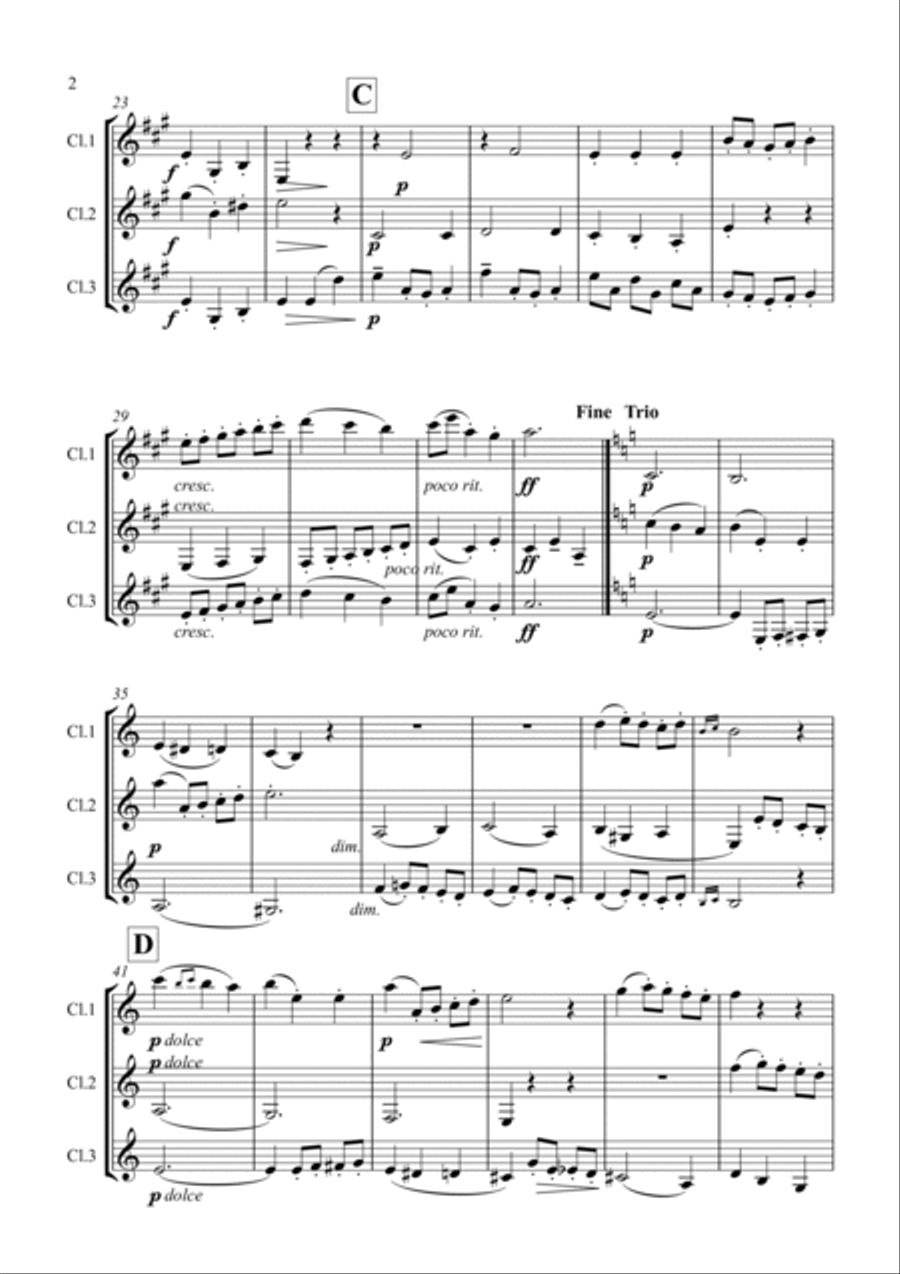 Bach: Minuet in G (Anna Magdalena Notebook) - clarinet trio Clarinet Trio scores gallery preview page 2