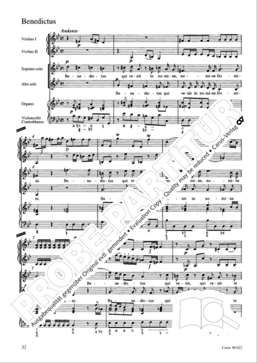 Missa brevis in D minor 4-Part scores gallery preview page 33