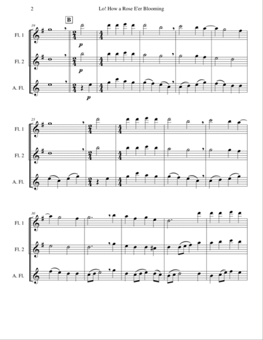 Lo! How a Rose E'er Blooming (Flute Trio) Flute Trio scores gallery preview page 2