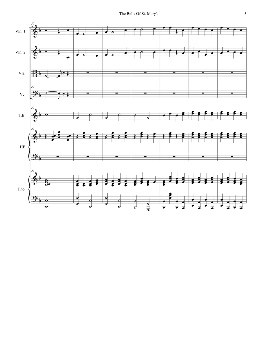 The Bells of St. Mary's (for String Quartet and Piano) String Quartet scores gallery preview page 4