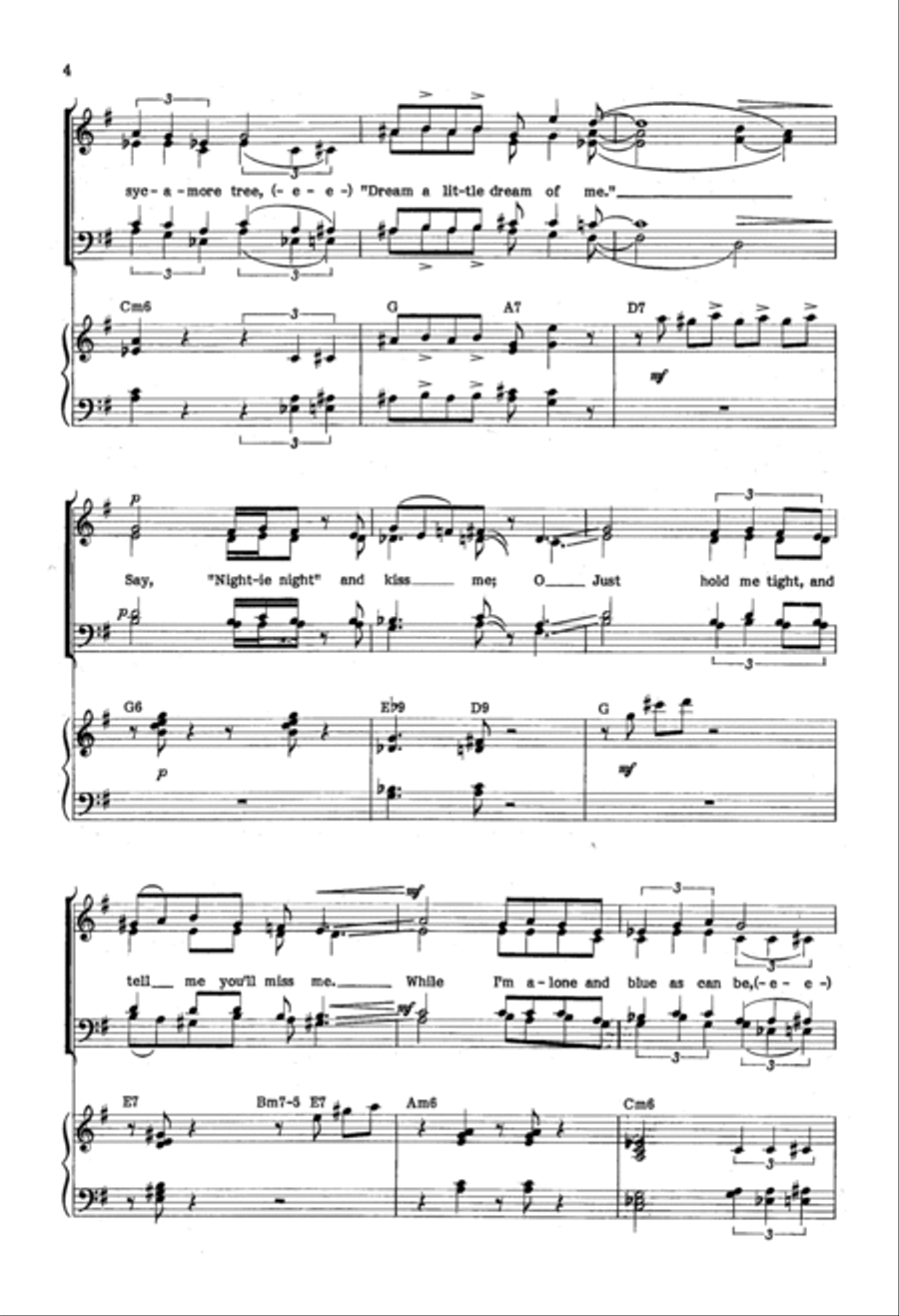 Dream A Little Dream Of Me 4-Part scores gallery preview page 2
