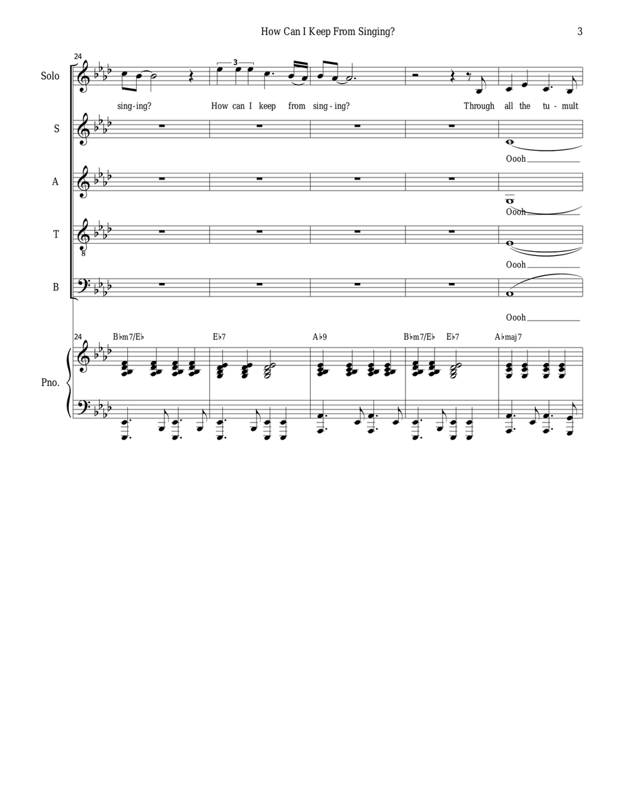 How Can I Keep From Singing? (Solo and SATB) 4-Part scores gallery preview page 3