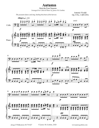 Vivaldi: Autumn from the Four Seasons for Cello & Piano