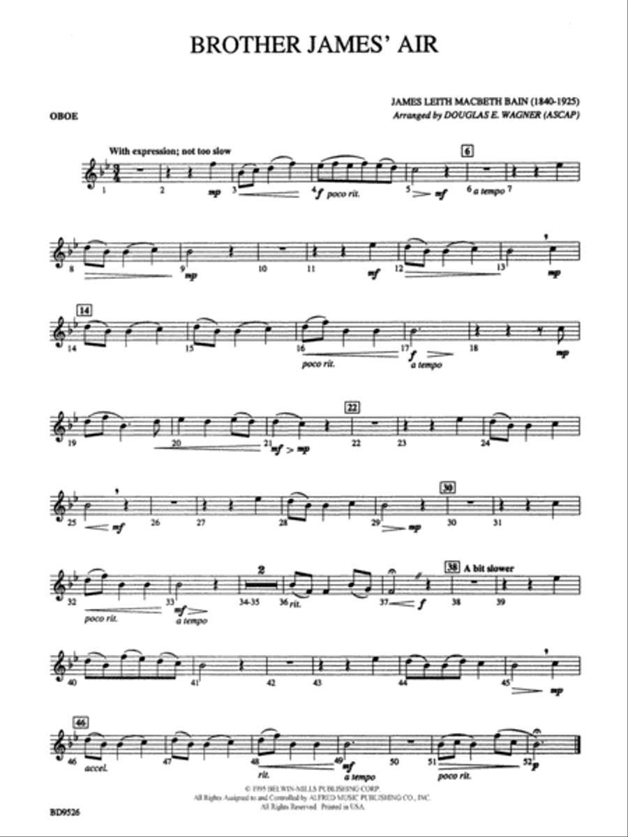 Brother James' Air: Oboe Concert Band scores gallery preview page 1