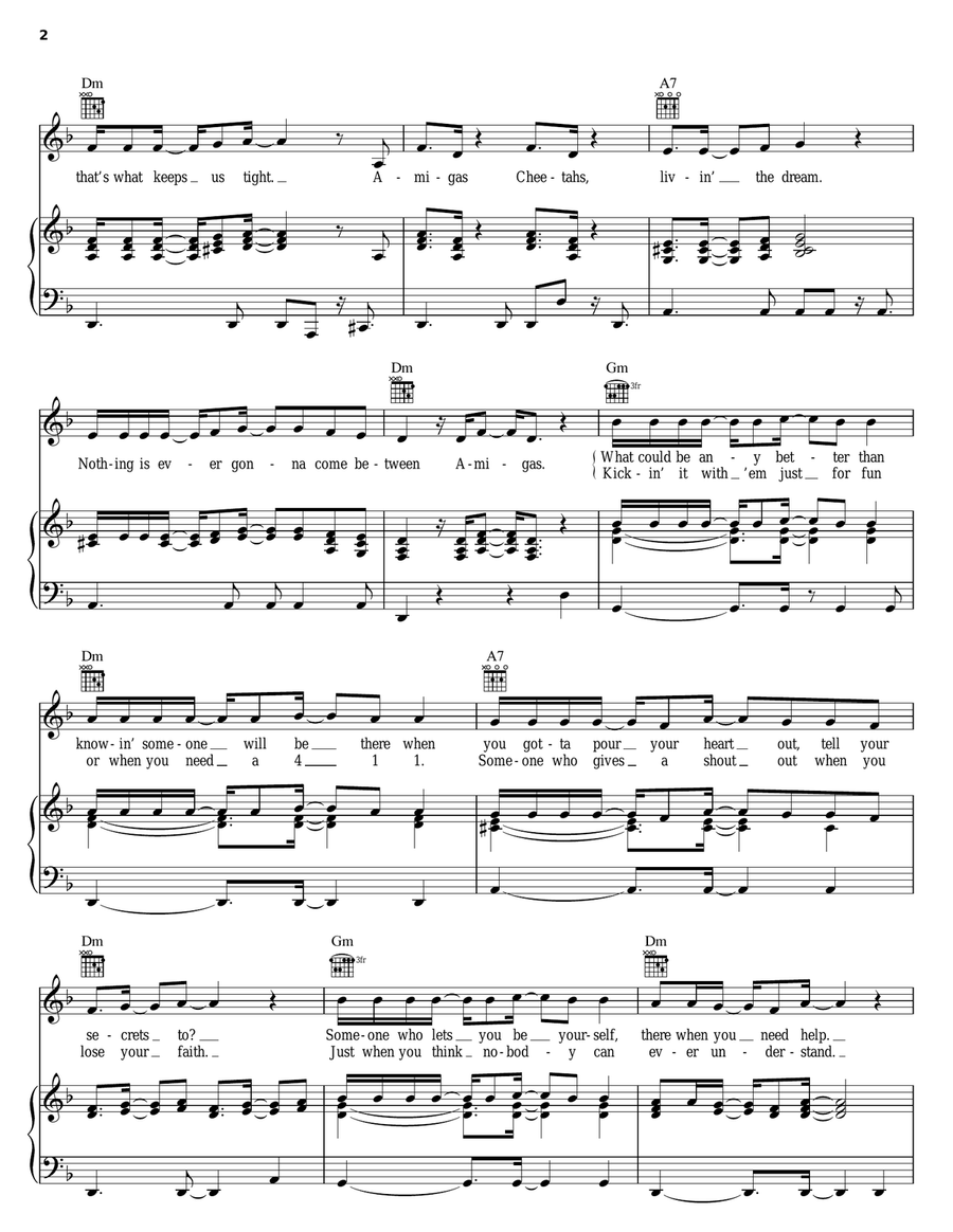 Amiga's Cheetahs Piano, Vocal, Guitar scores gallery preview page 2