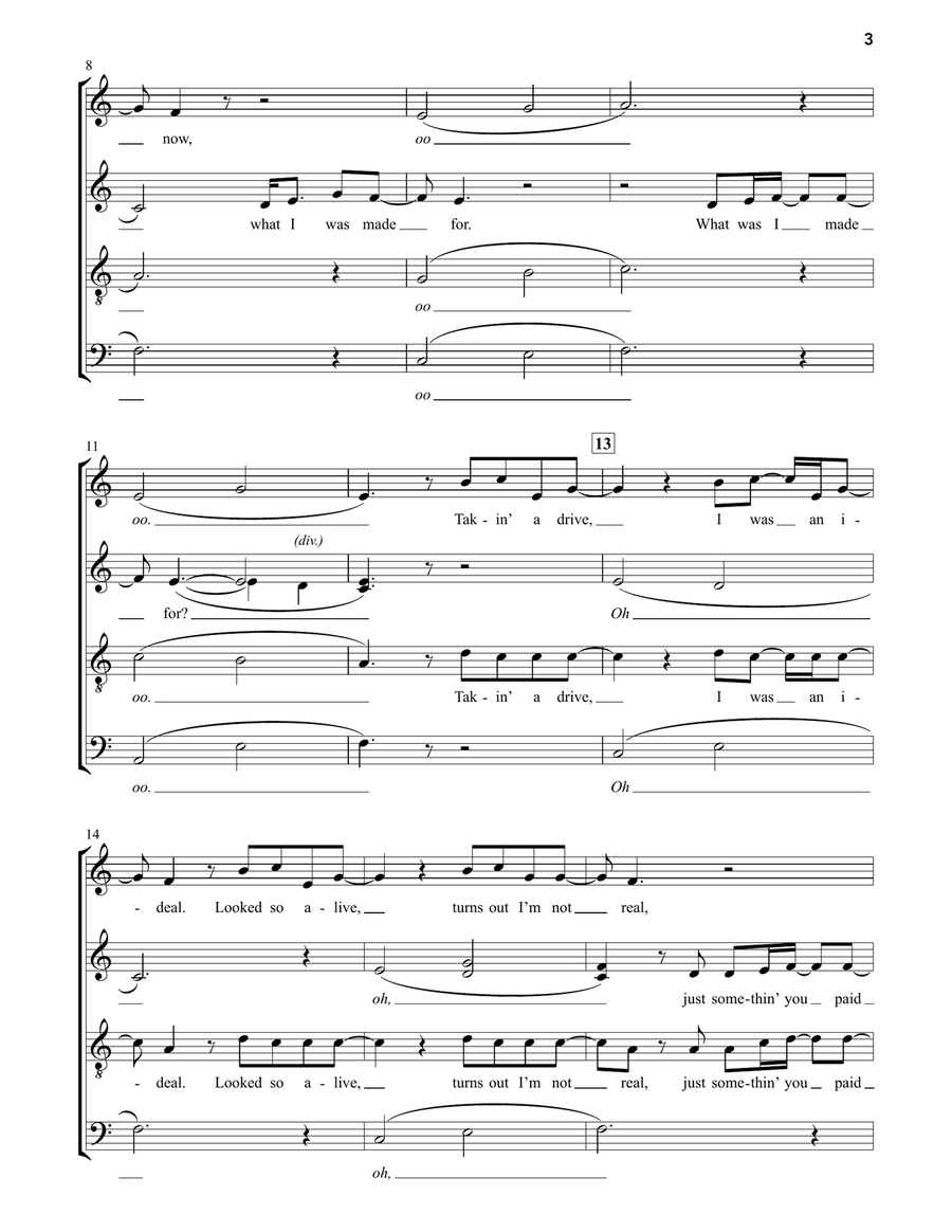 What Was I Made For? 4-Part scores gallery preview page 2