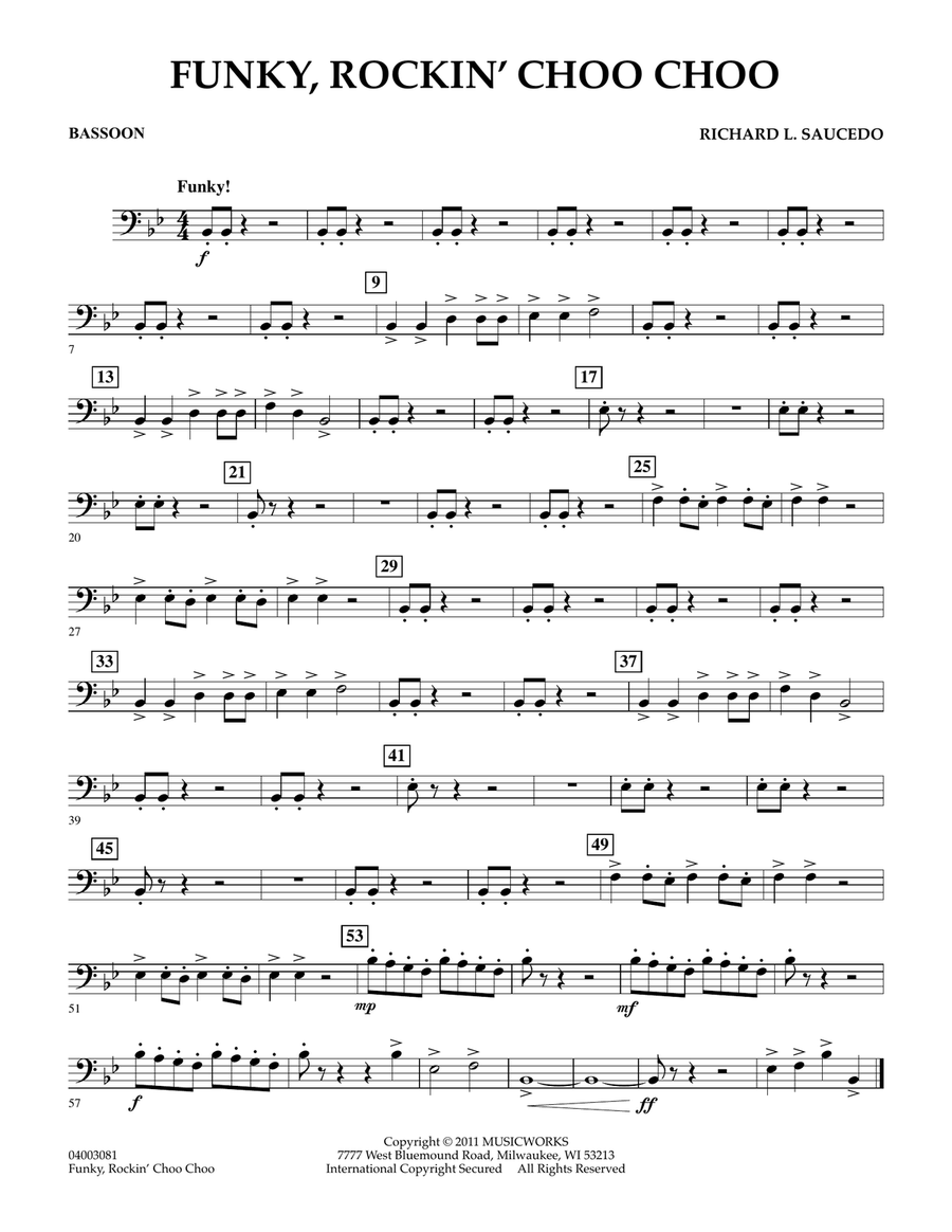 Funky, Rockin' Choo Choo - Bassoon Concert Band scores gallery preview page 1