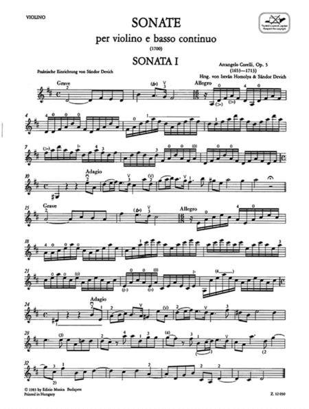 12 sonate per violino e basso continuo I-A op. 5