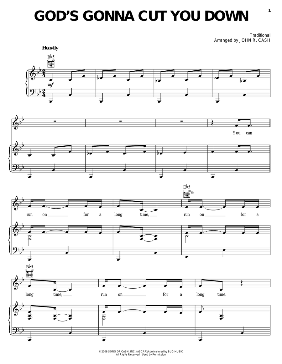 God's Gonna Cut You Down God's Gonna Cut You Down Piano, Vocal, Guitar scores gallery preview page 1