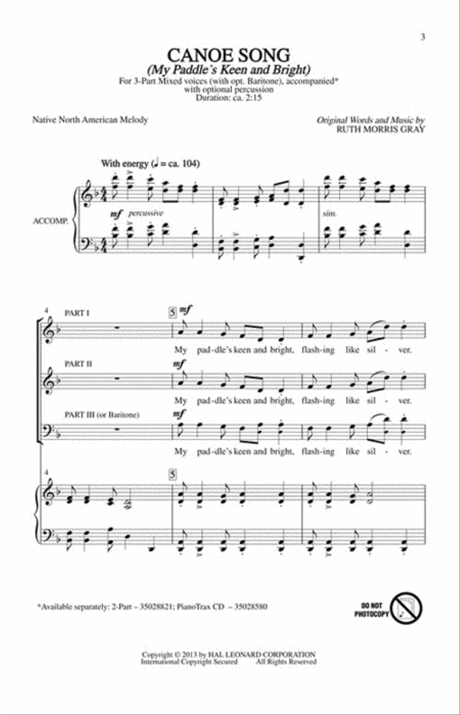 Canoe Song 3-Part scores gallery preview page 2