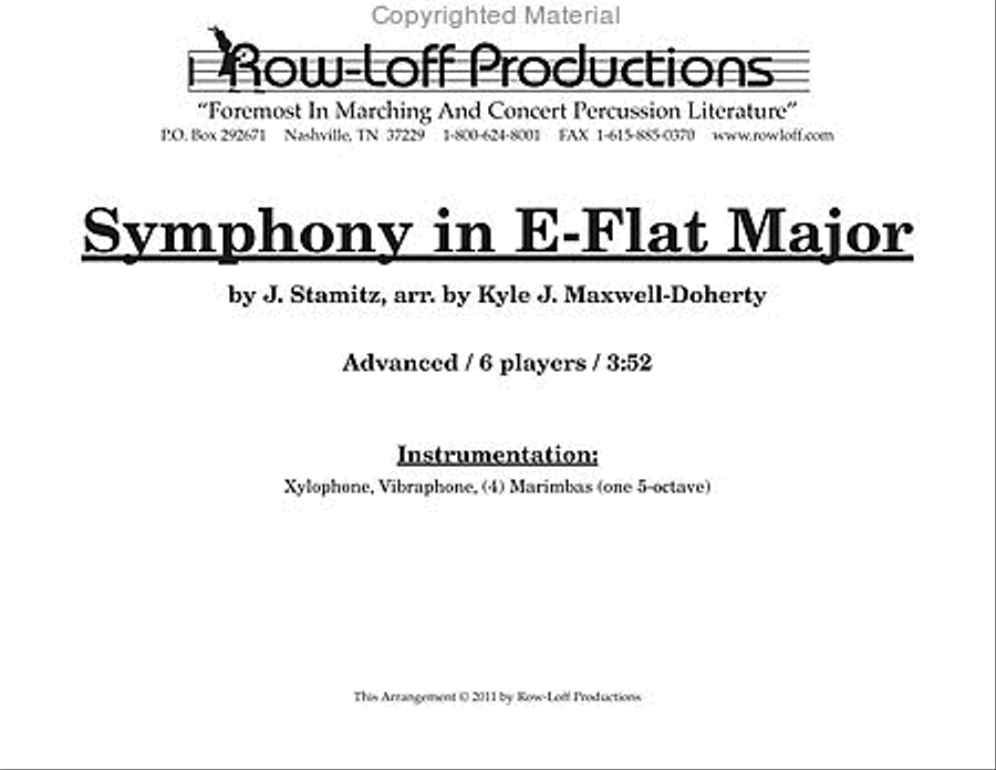 Symphony in Eb Major Percussion Ensemble scores gallery preview page 2