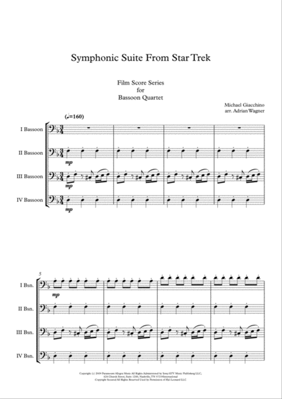 Symphonic Suite from STAR TREK Bassoon Quartet scores gallery preview page 3