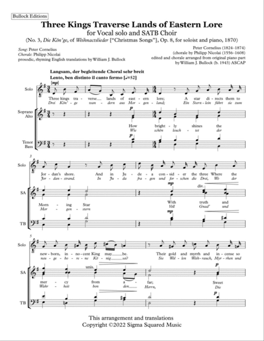 Three Kings Traverse Lands of Eastern Lore for Vocal Solo and SATB Choir image number null