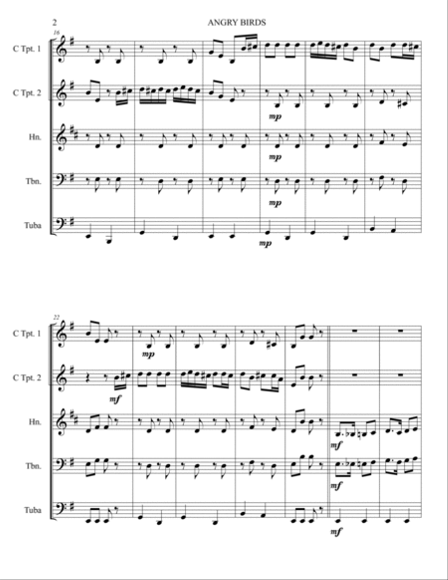 Angry Birds Theme Brass Ensemble scores gallery preview page 3