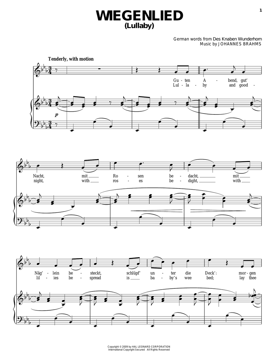 Lullaby (Cradle Song) Piano, Vocal, Guitar scores gallery preview page 1