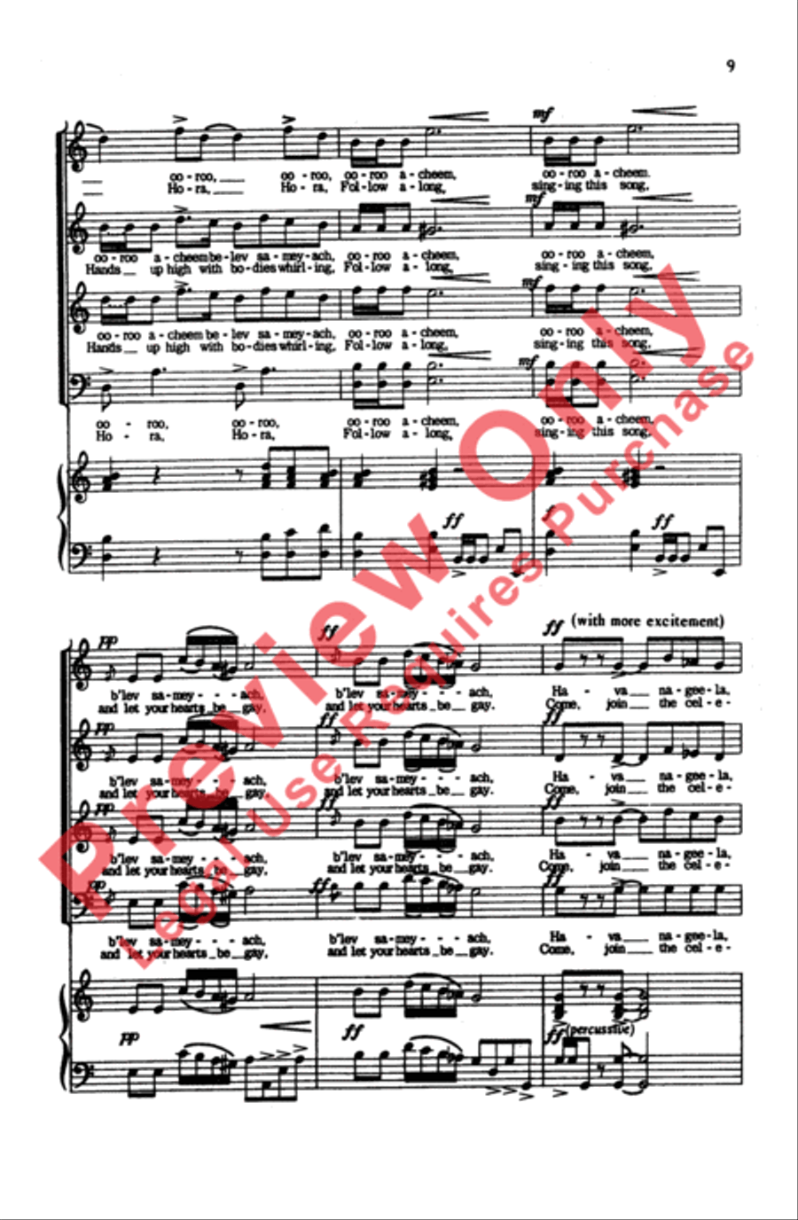Hava Nageela 4-Part scores gallery preview page 9