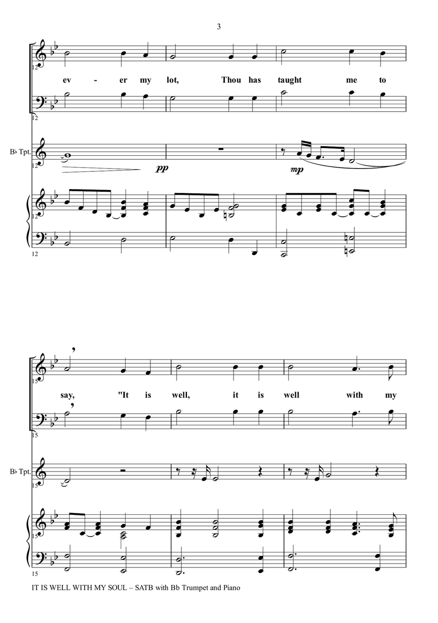 IT IS WELL WITH MY SOUL (Choir - SATB with Bb Trumpet & Piano) 4-Part scores gallery preview page 4