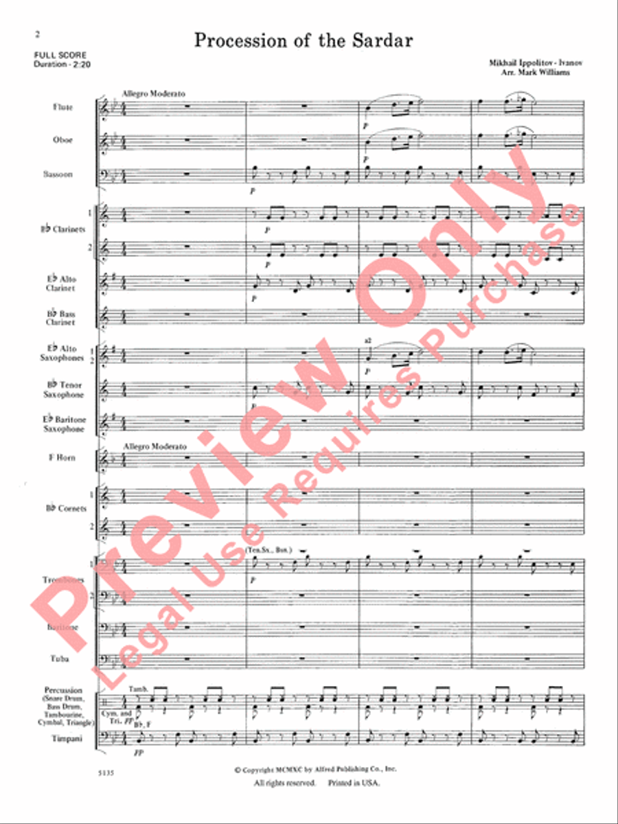 Procession of the Sardar Concert Band scores gallery preview page 3
