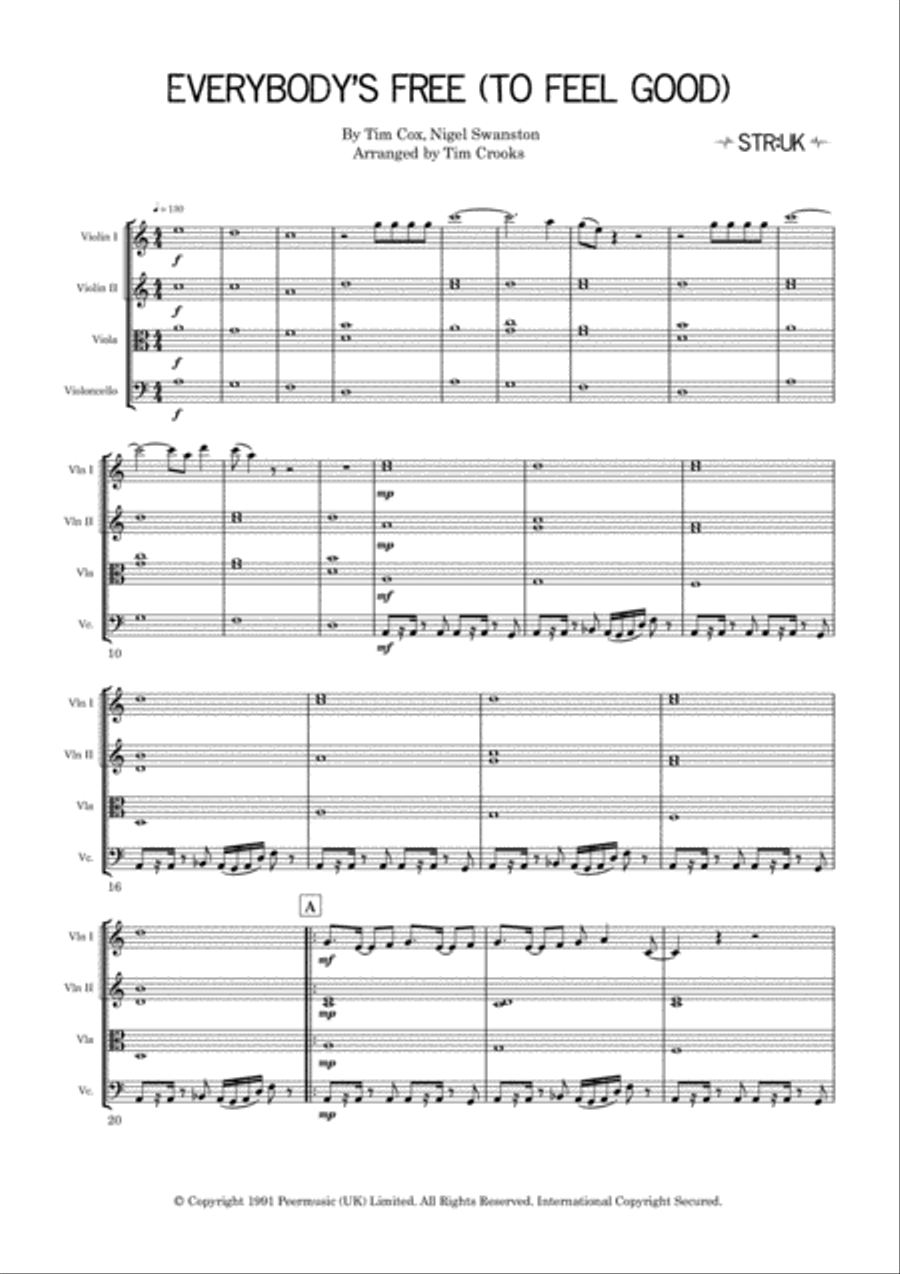 Everybody's Free (to Feel Good) String Quartet scores gallery preview page 2