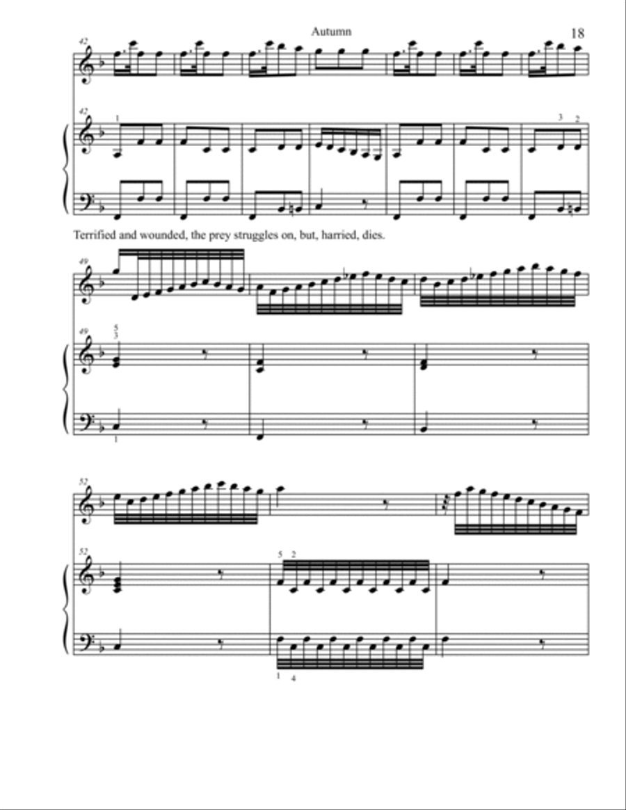 Classical Duets for Flute & Piano: Autumn from Vivaldi's Four Seasons Woodwind Duet scores gallery preview page 3