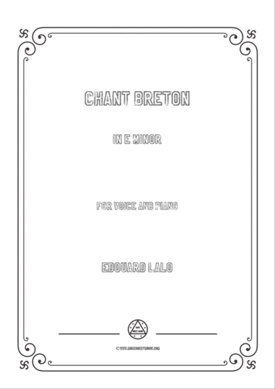 Lalo-Chant breton in e minor,for Voice and Piano Voice Solo scores gallery preview page 1