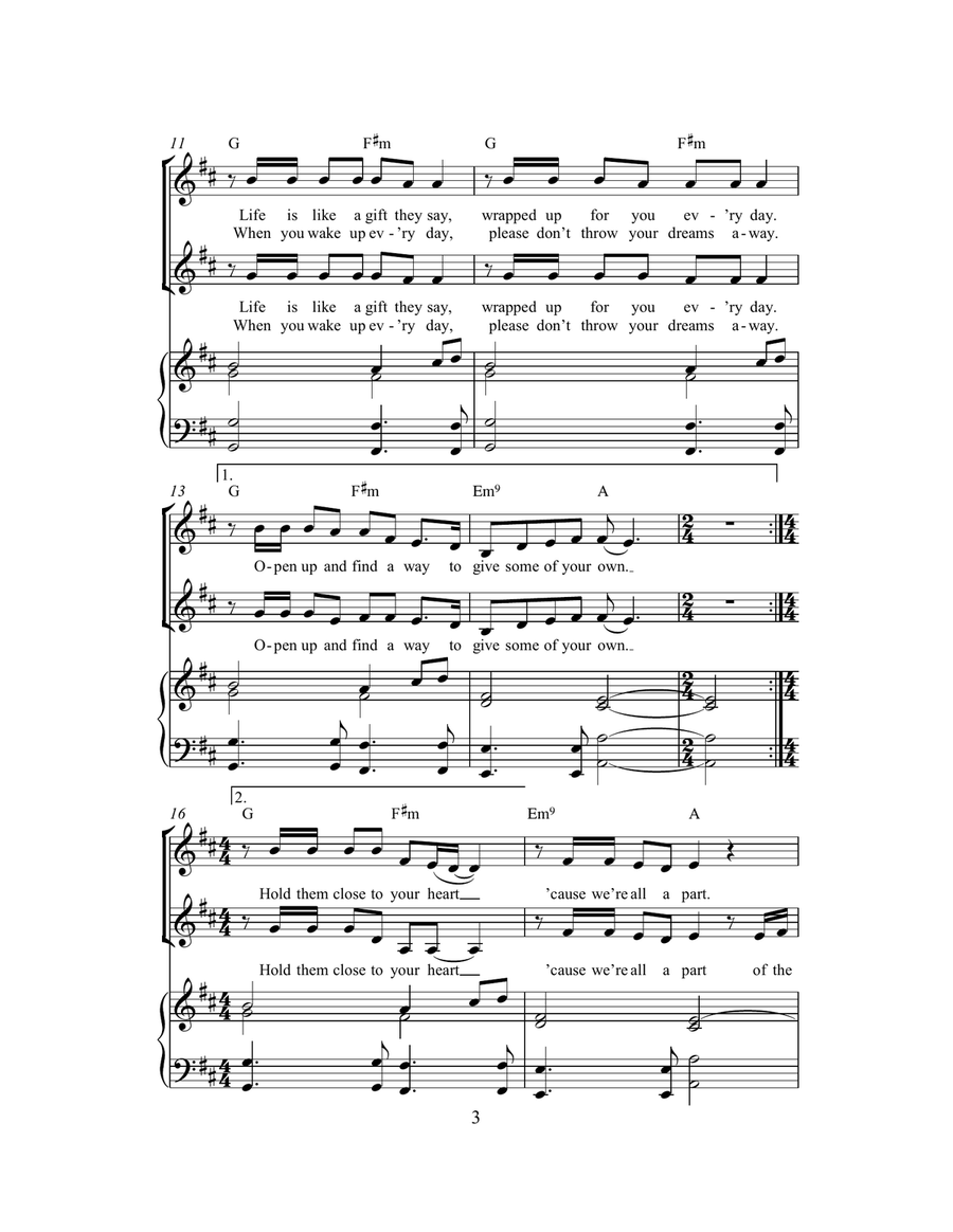 Ordinary Miracle (arr. Rick Hein) 2-Part scores gallery preview page 3