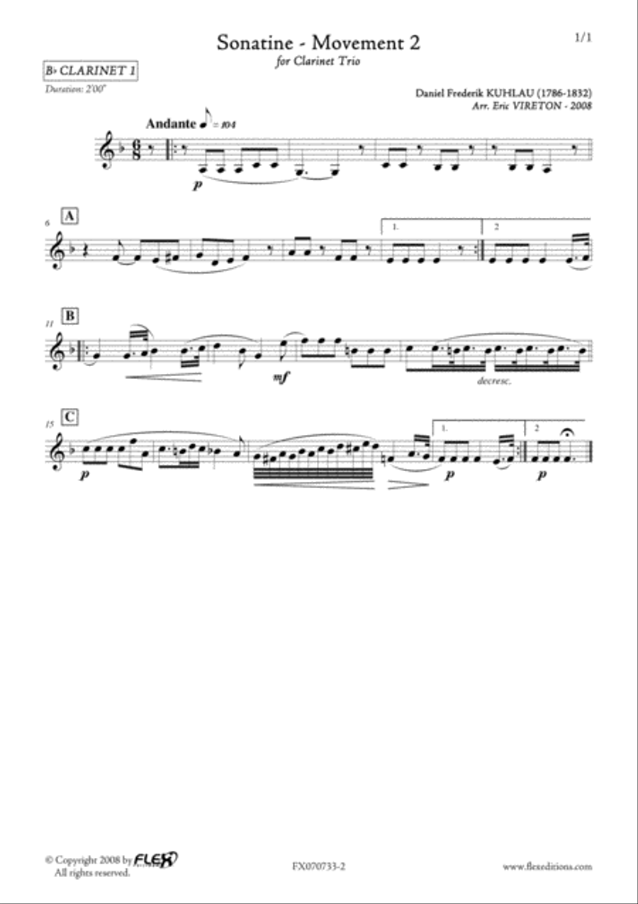Sonatine - Mvt. 2 Sonatine - Mvt. 2 Clarinet Trio scores gallery preview page 3