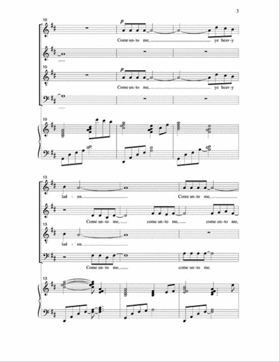 Come Unto Me All Ye That Labour 4-Part scores gallery preview page 3