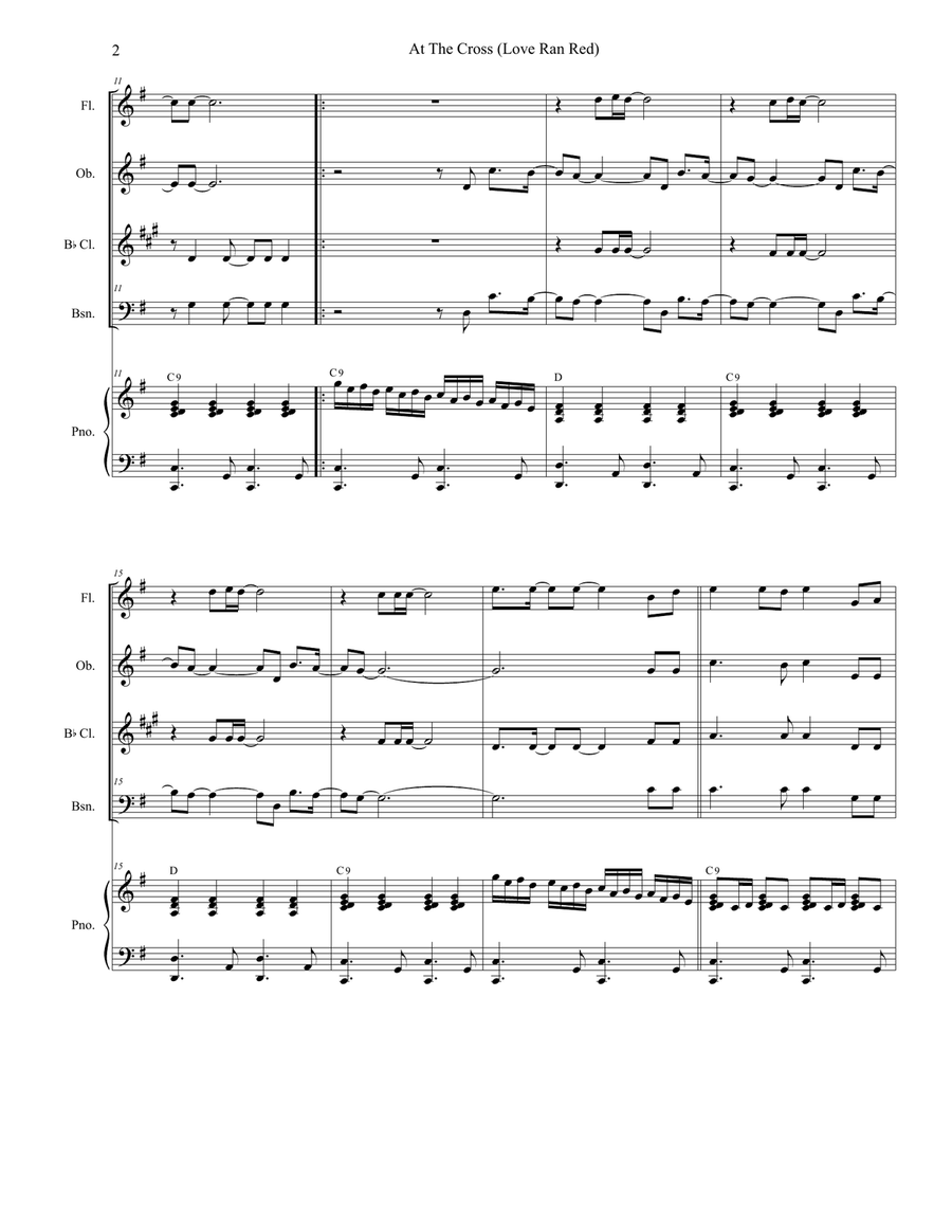 At The Cross (love Ran Red) Woodwind Quartet scores gallery preview page 2