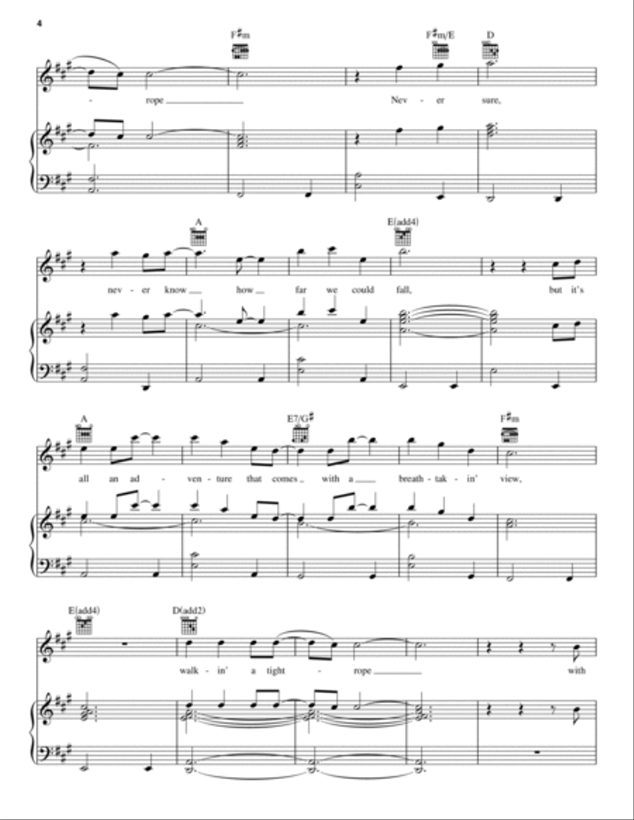 Tightrope (from The Greatest Showman) Piano, Vocal, Guitar scores gallery preview page 4