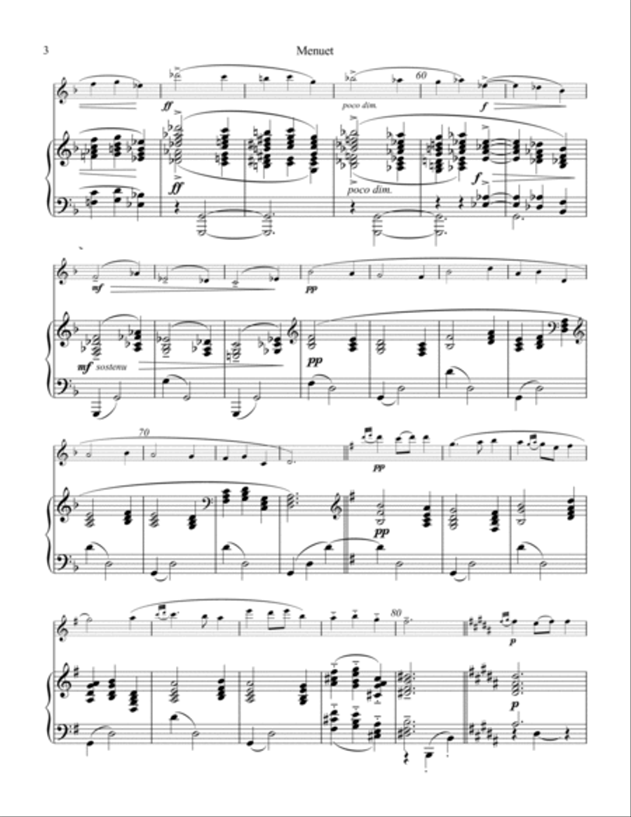 Menuet from Le tombeau de Couperin for flute or violin and piano Flute scores gallery preview page 4