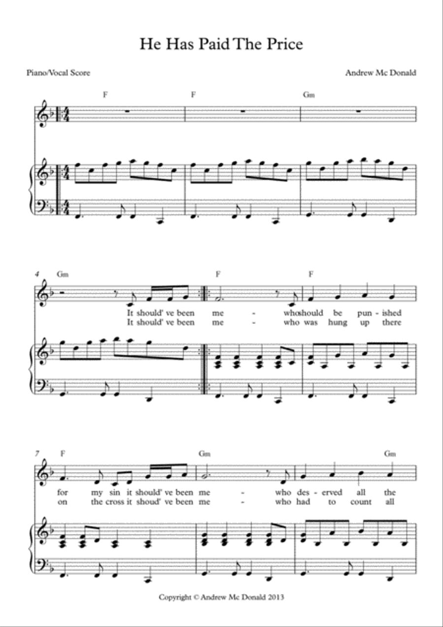 He Has Paid The Price He Has Paid The Price Voice scores gallery preview page 2