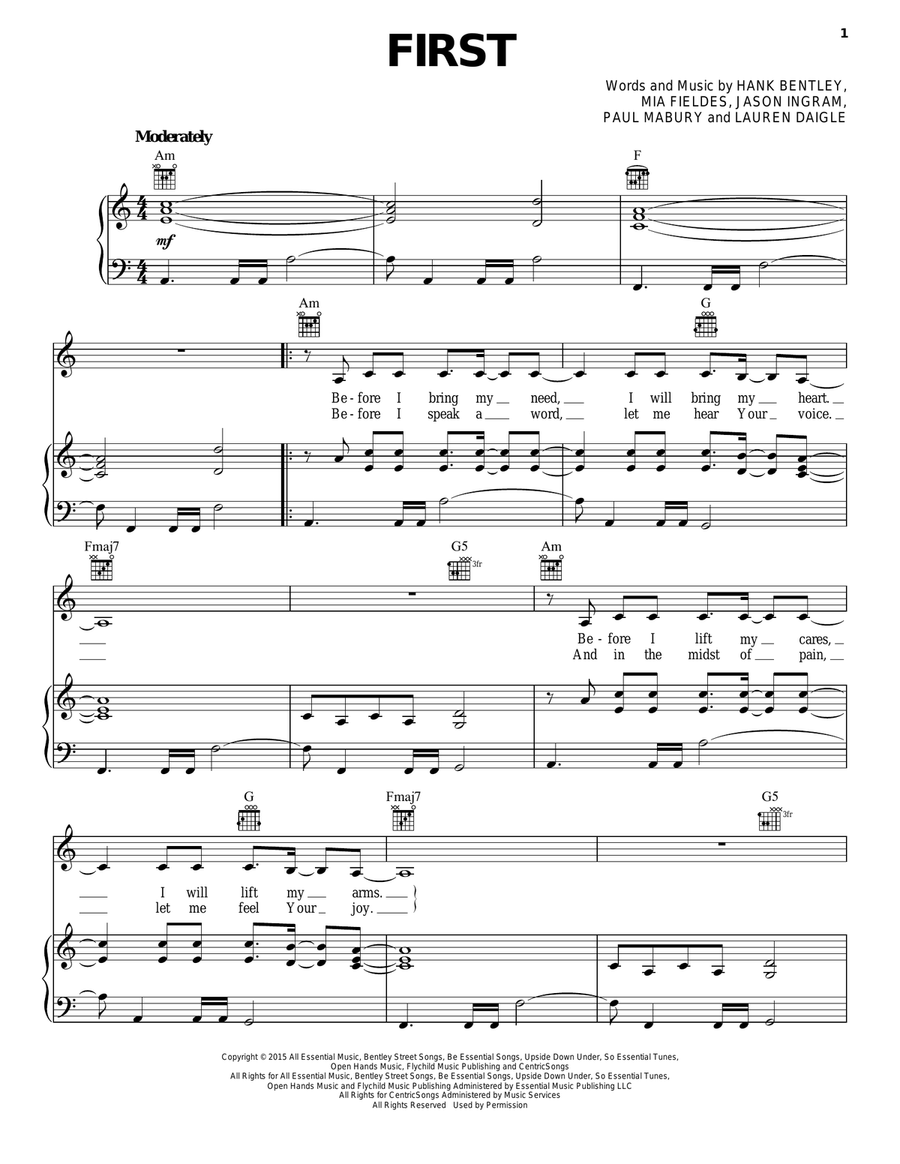 First First Piano, Vocal, Guitar scores gallery preview page 1