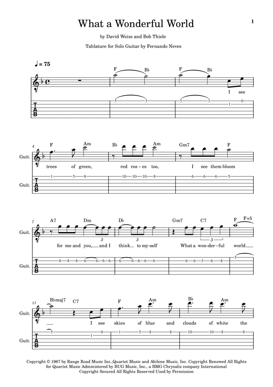 What A Wonderful World Acoustic Guitar scores gallery preview page 1